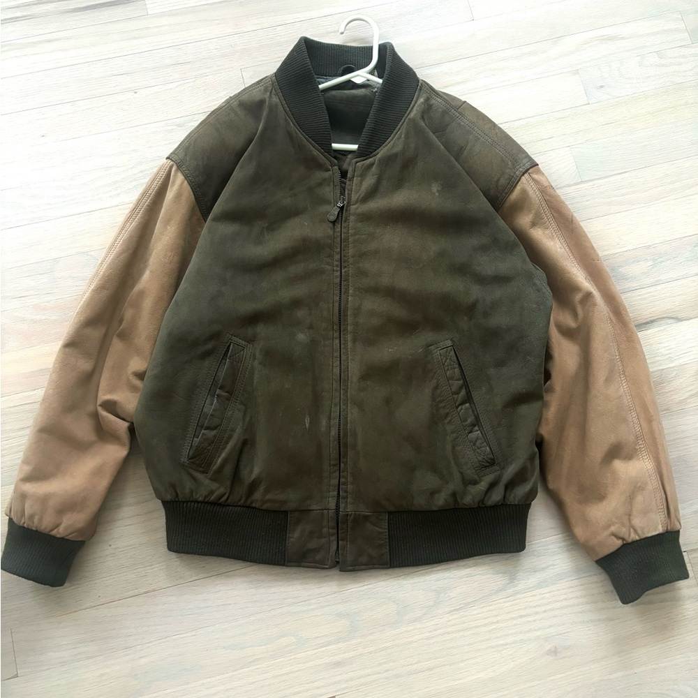 Roundtree & Yorke Brown and Tan Bomber Jacket